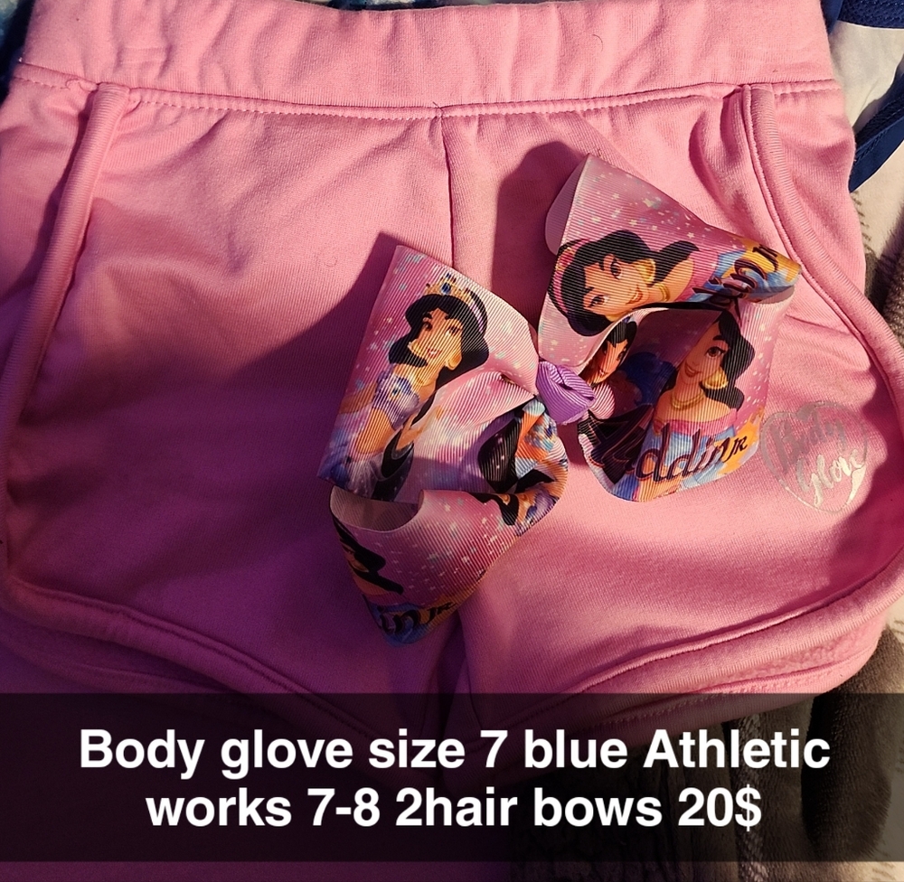 Disney Jasmine Pink Kids Shorts with Bow - Picture 2 of 3